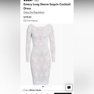 Emery Long Sleeve Sequin Cocktail, Dress the Population, size S, NWT